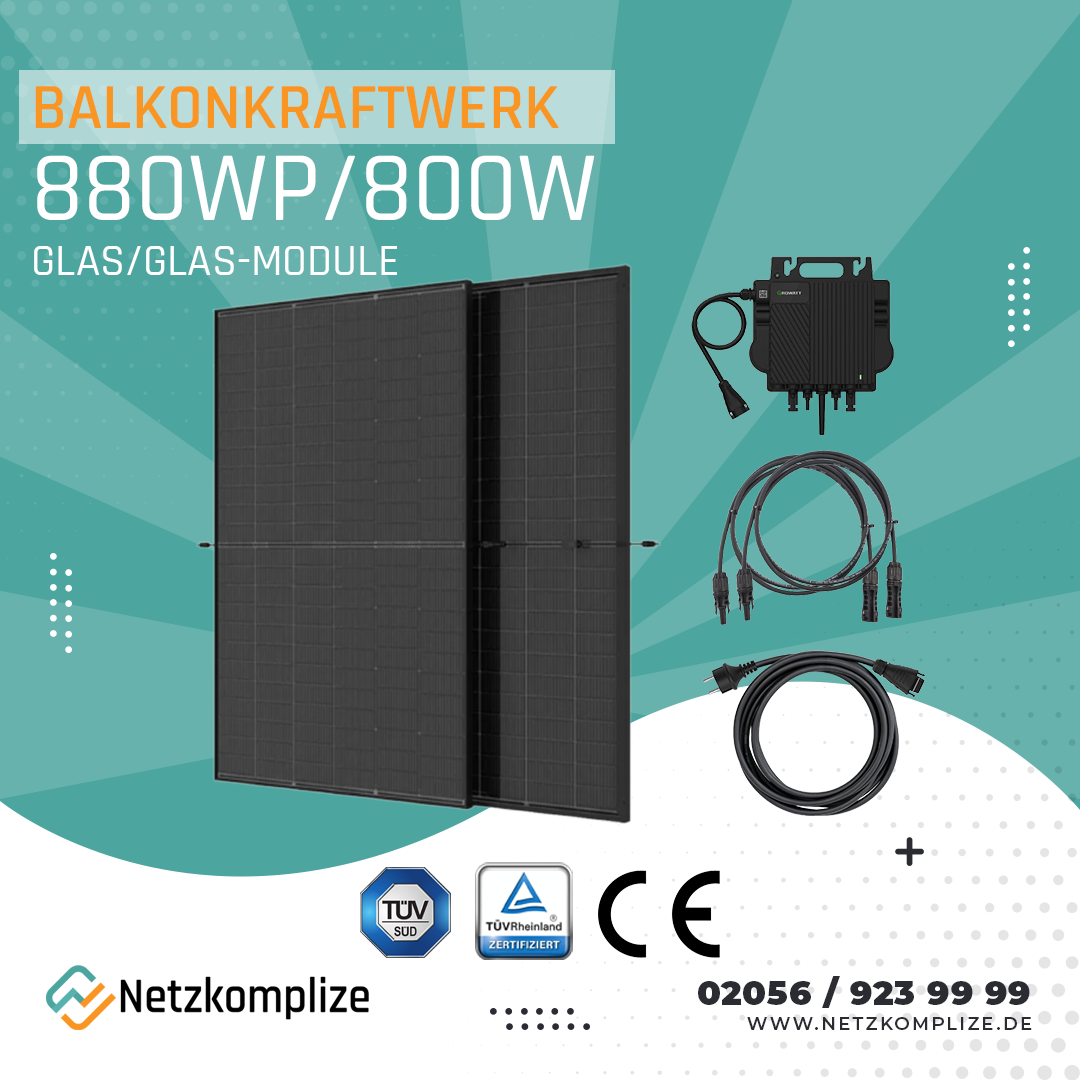 Balkonkraftwerk 880Wp mit 800W | Trina | Growatt