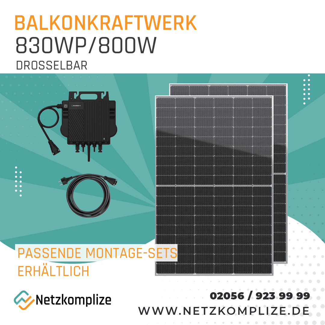 Balkonkraftwerk 830Wp mit 800W | Growatt | HT-SAAE