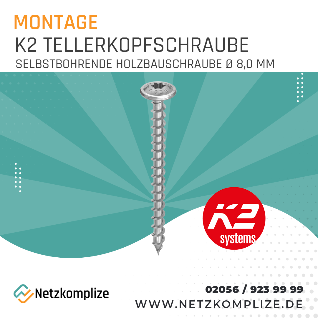 K2 Selbstbohrende Holzbauschraube mit Tellerkopf Ø 8,0x 100mm - 2004112