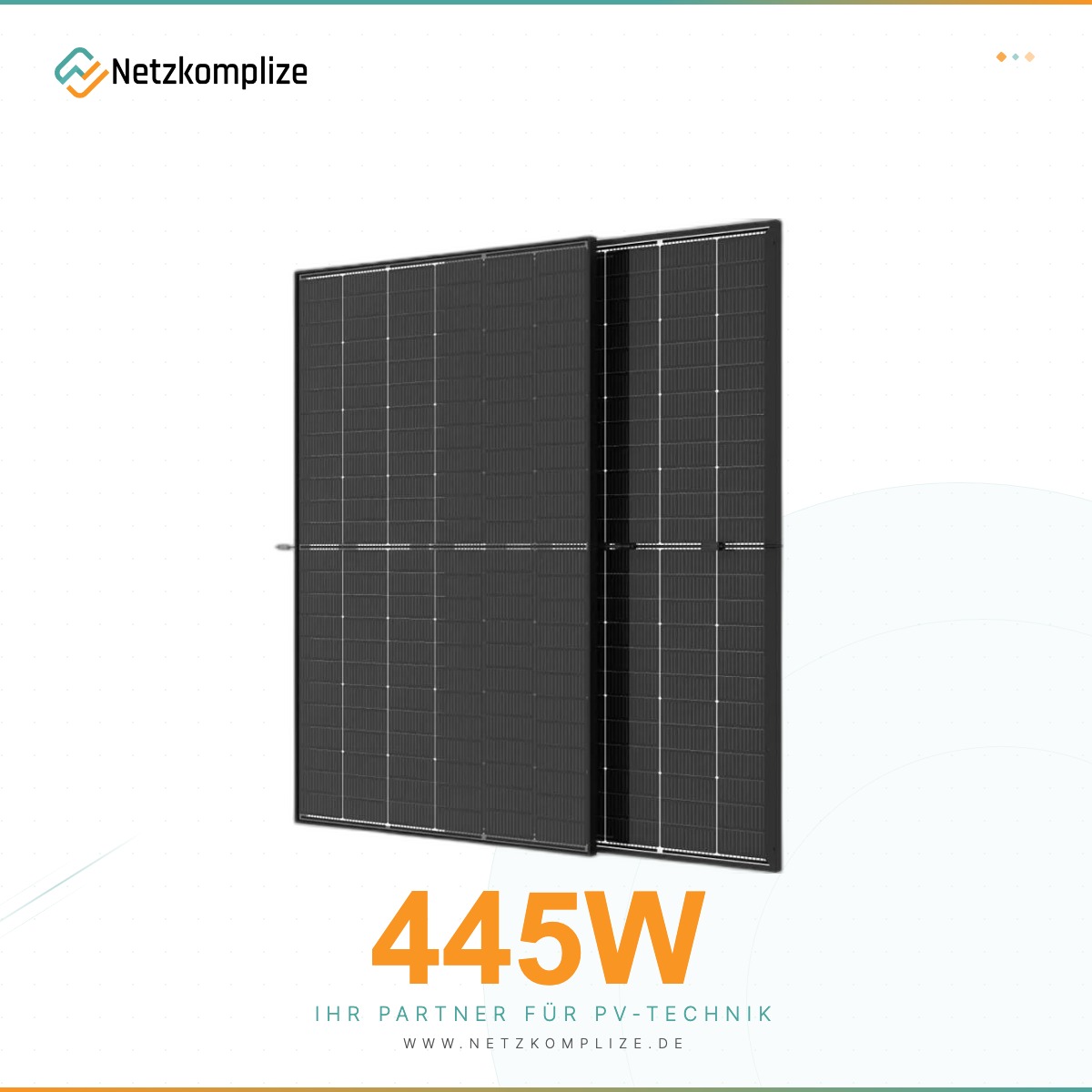 Trina Vertex S+ 445W Bifazial Glas-Glas Full-Black N-Typ i-TOPCon Solarmodul