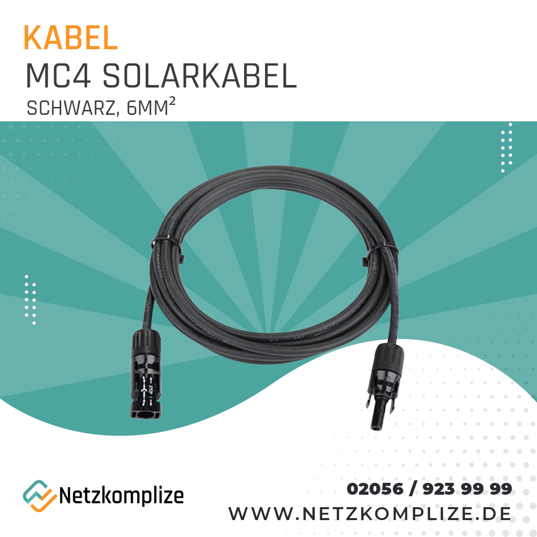 20 Meter MC4 Verlängerungskabel 6mm² Solarkabel schwarz mit Solarstecker beidseitig