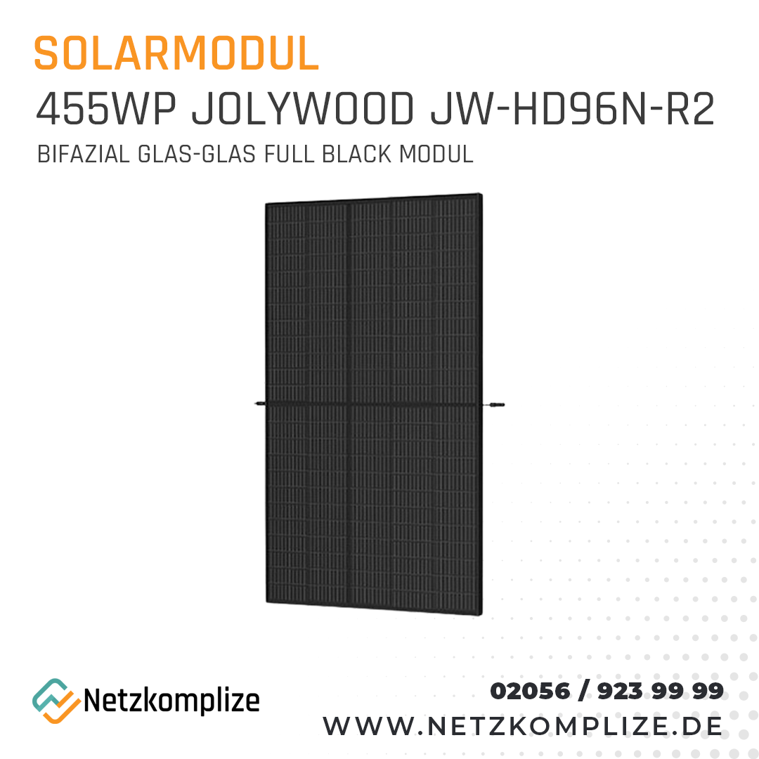 Jolywood 455W Bifazial Glas-Glas Full Black Modul JW-HD96N-R2