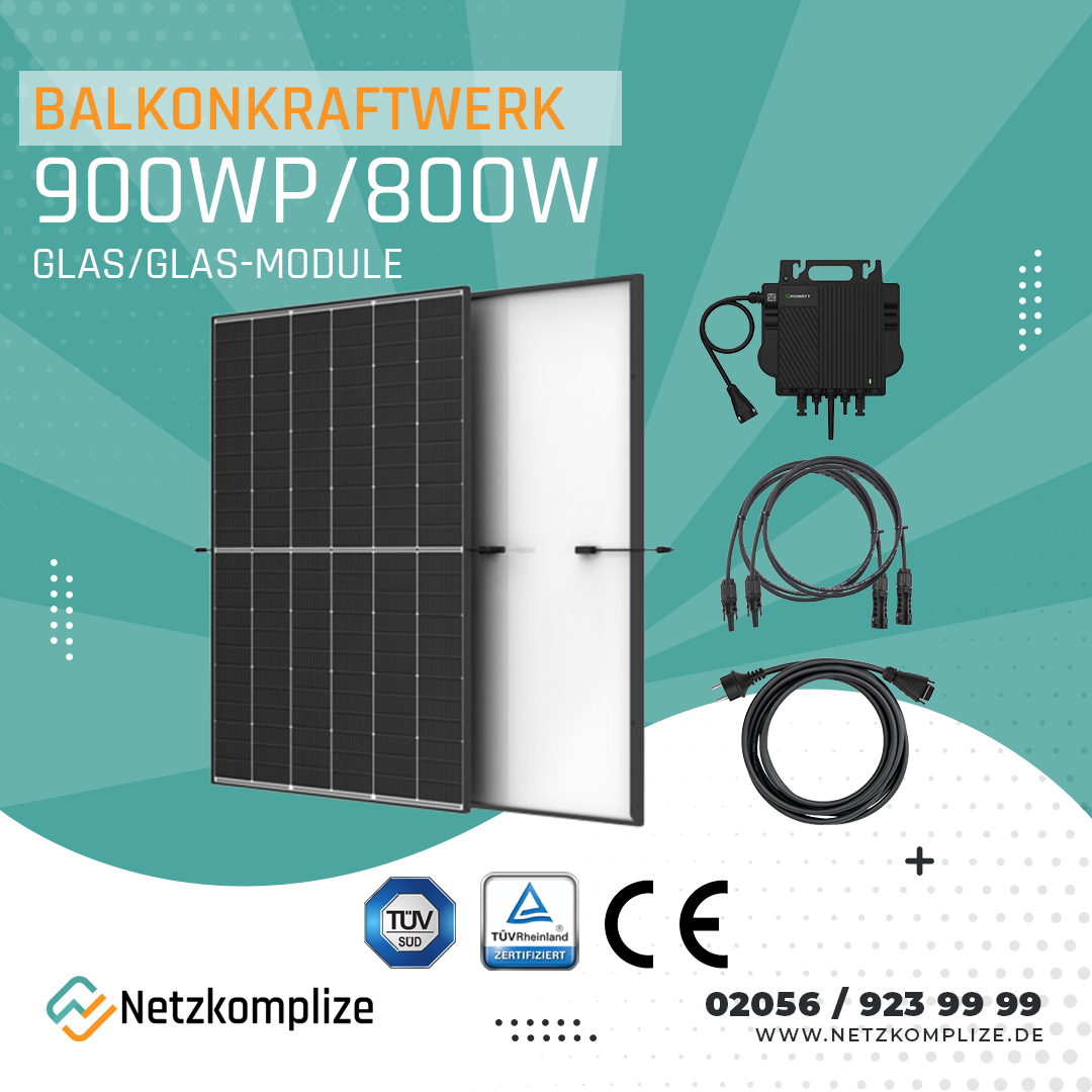 Balkonkraftwerk 900Wp mit 800W | Trina | Growatt